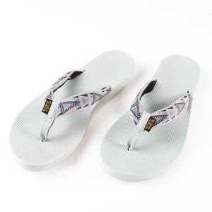 Womens Teva Classic Flip Flop Thong Sandal Pink/Lite Gray Motif Size 10